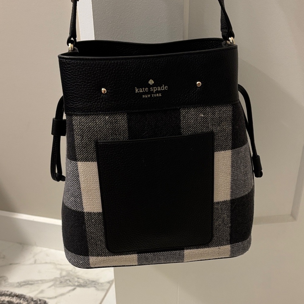 Kate Spade Plaid Black and Gray Shoulder Bag